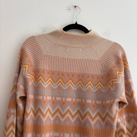 Title Nine  Barra Tunic Sweater Merino Wool Blend Pink Fair Isle Nordic Travel - Picture 9 of 13